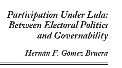 Participation Under Lula Between Electoral Politics and Governability